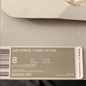 Nike “wheat af1’s” high